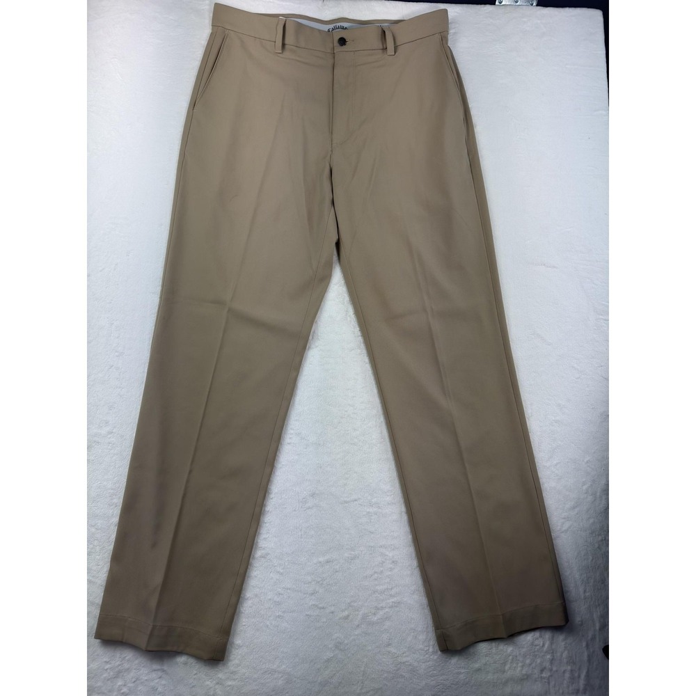 Callaway Pants Mens 34x32 Beige Stretch Golf Khakis Flat Front Chino Casual